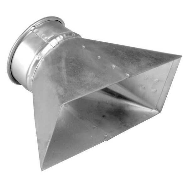 Round Router Hood, 4 in Duct Dia, Galvanized Steel, 22 GA, 6 in W, 12