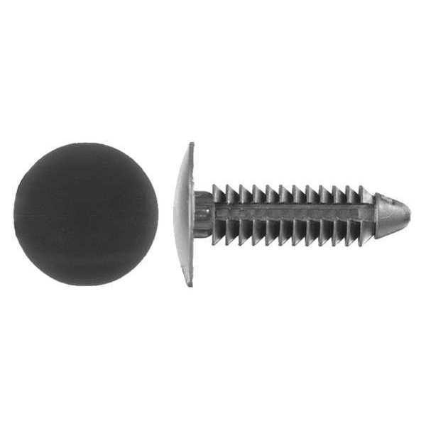 Push-In Rivet, Dome Head, 1/4 in Dia., 1-1/16 in L, Nylon Body, 50 PK