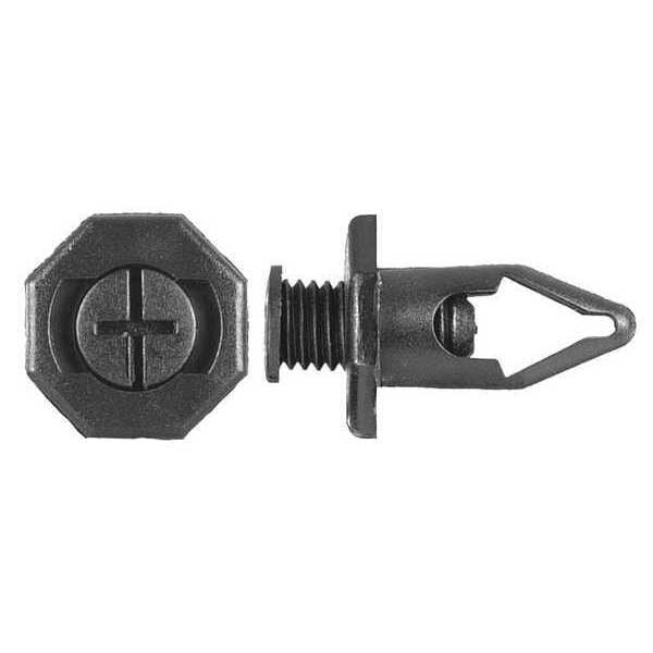 Push-In Rivet, Dome Head, 10 mm Dia., 24 mm L, Nylon Body, 10 PK