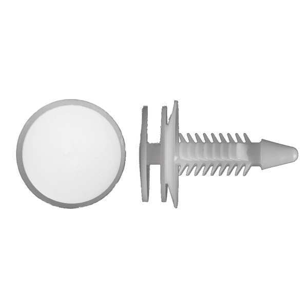 Push-In Rivet, Dome Head, 6 mm Dia., 24 mm L, Nylon Body, 50 PK