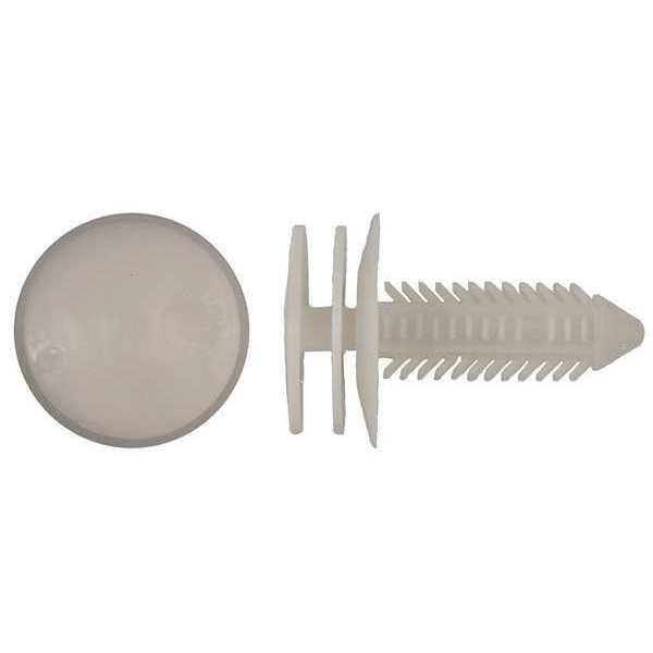 Push-In Rivet, Dome Head, 7 mm Dia., 24 mm L, Nylon Body, 25 PK