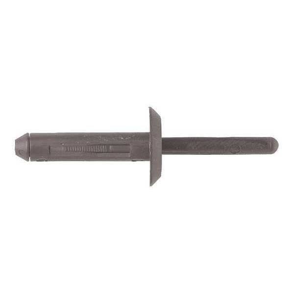 Blind Rivet, Dome Head, 1/4 in Dia., 1-1/8 in L, Nylon Body, 25 PK
