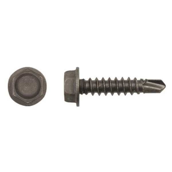 Self-Drilling Screw, #8 x 3/4 in, Phosphate Coated Steel Hex Head External Hex Drive, 100 PK