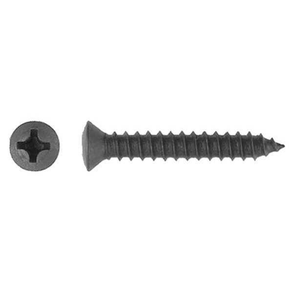 Sheet Metal Screw, #8 x 15/16 in, Black Phosphate Steel Oval Head Phillips Drive, 100 PK