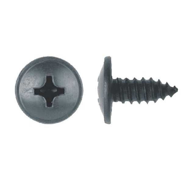 Sheet Metal Screw, M6.3 x 16 mm, Black Phosphate Steel Truss Head Phillips Drive, 50 PK