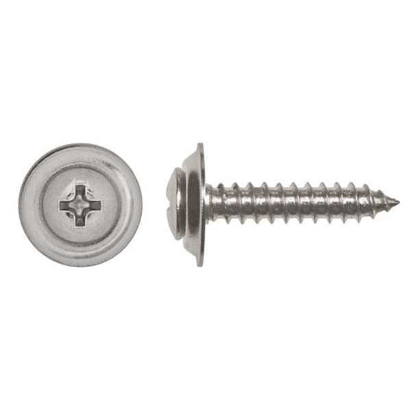 Sheet Metal Screw, #10 x 1 in, Chrome Plated Steel Oval Head Phillips Drive, 100 PK
