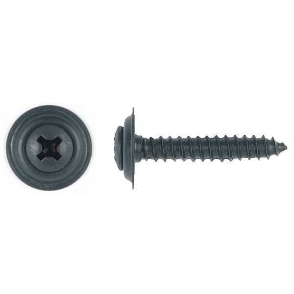 Sheet Metal Screw, #8 x 1 in, Black Phosphate Steel Oval Head Phillips Drive, 100 PK