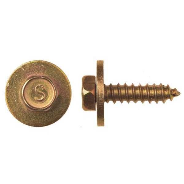 Sheet Metal Screw, M10 x 3/4 in, Yellow Zinc Plated Steel Hex Head External Hex Drive, 50 PK