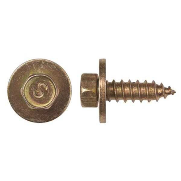 Sheet Metal Screw, M5.5 x 18 mm, Yellow Zinc Plated Steel Hex Head External Hex Drive, 50 PK