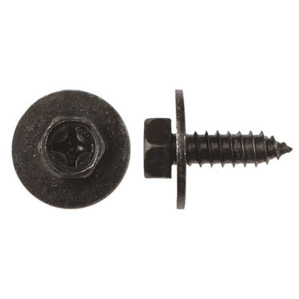 Sheet Metal Screw, M6.3 x 16 mm, Black Steel Hex Head Phillips Drive, 50 PK