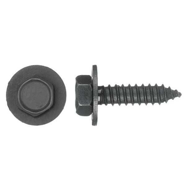 Sheet Metal Screw, M6.3 x 25 mm, Black Phosphate Steel Hex Head External Hex Drive, 50 PK