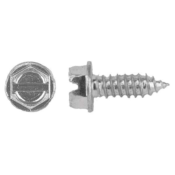 Sheet Metal Screw, #14 x 7/16 in, Zinc Plated Steel Hex Head Slotted Drive, 50 PK