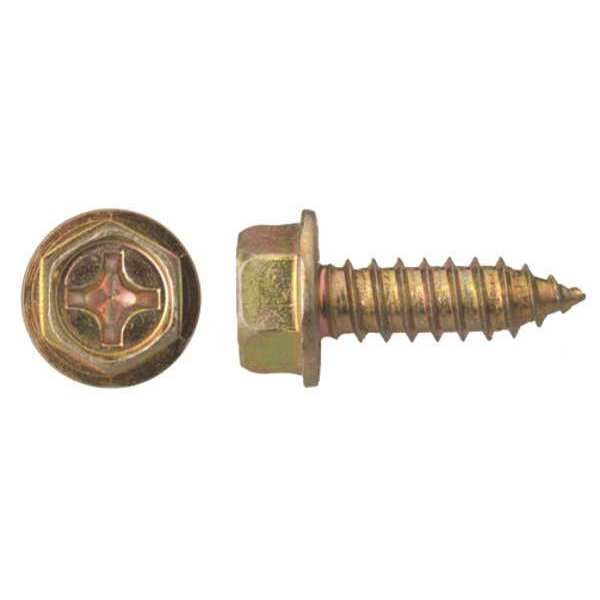 Sheet Metal Screw, M6 x 20 mm, Yellow Zinc Plated Steel Hex Head Phillips Drive, 50 PK