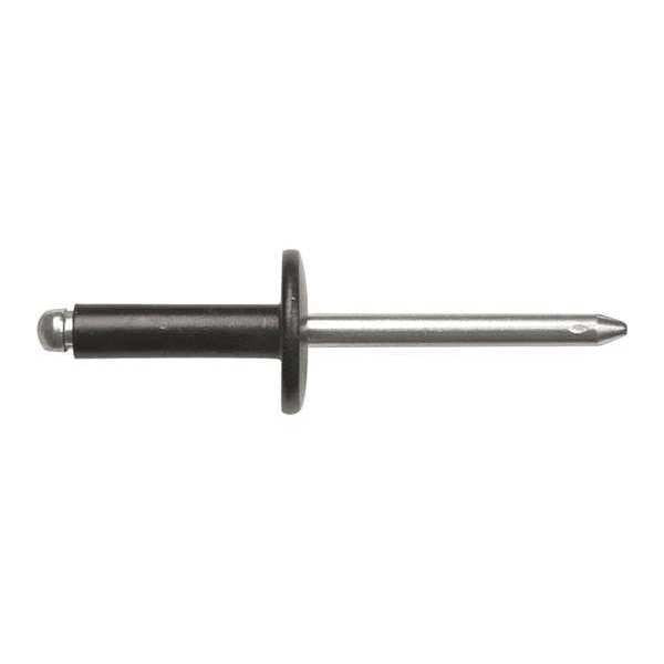 Blind Rivet, Flanged Head, 3/16 in Dia., Aluminum Body, 25 PK