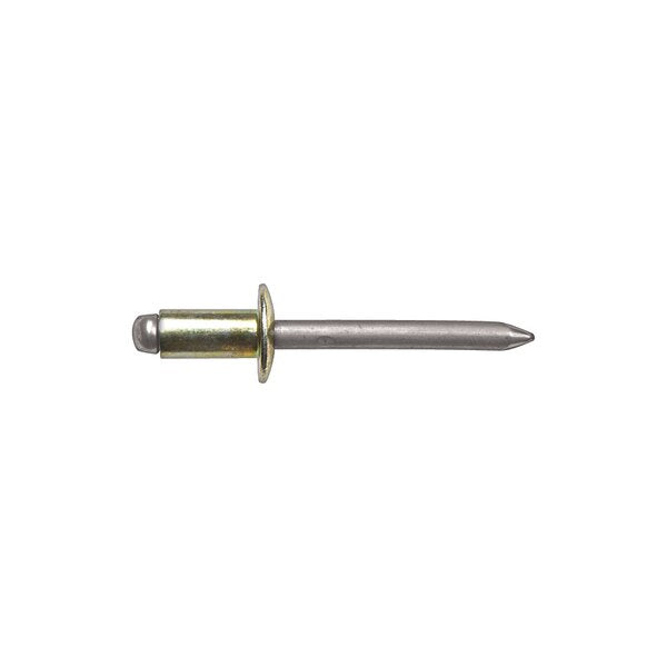 Blind Rivet, Flanged Head, 1/4 in Dia., Steel Body, 25 PK