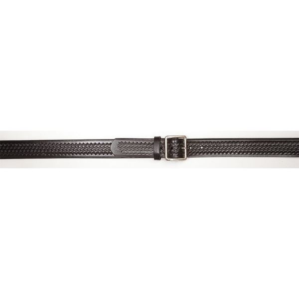 Black Weave Leather (Belt), Solid Brass Nickel Plated (Buckle) Pants Garrison Belts, 42