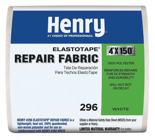 Repair Fabric, 4 in x 150 ft, Roll, White