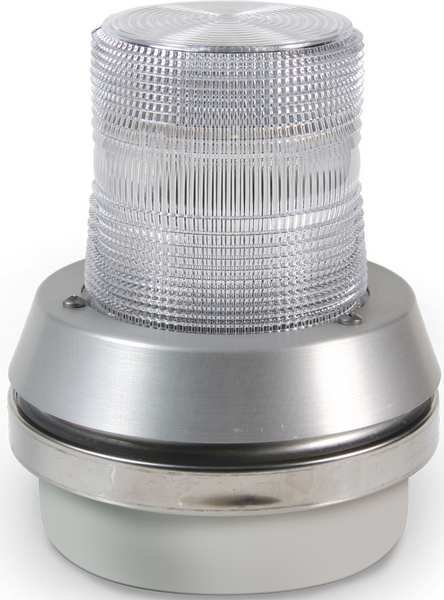 Horn Strobe, White, Cast Aluminum, 120VAC