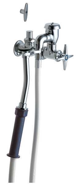 Wall-Mounted Bedpan Washer, Cross Handle, Inlet Size 1/2