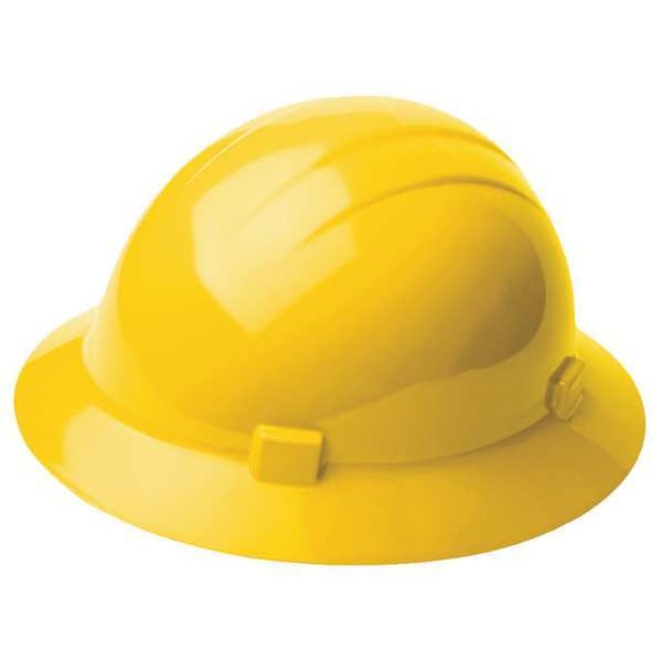 Full Brim Hard Hat, Type 1, Class E, Ratchet (4-Point), Yellow