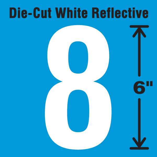 Die-Cut Reflective Number Label, 8, 6In H