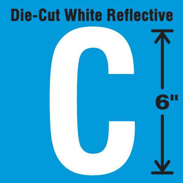 Die-Cut Reflective Letter Label, C, 6In H