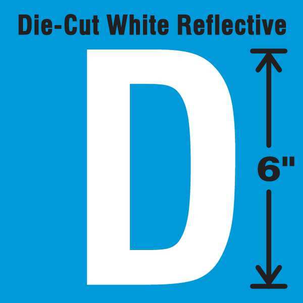 Die-Cut Reflective Letter Label, D, 6In H