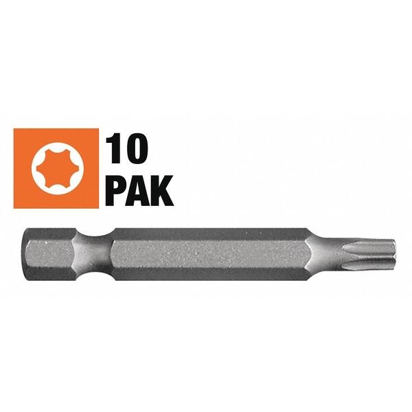 Star Power Screwdriving Bit, T25, 2in, 10Pk