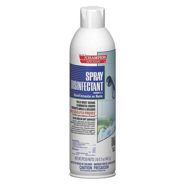 Aerosol Quat Disinfectant, 16.5oz., PK12, 16.5 oz. Aerosol Can