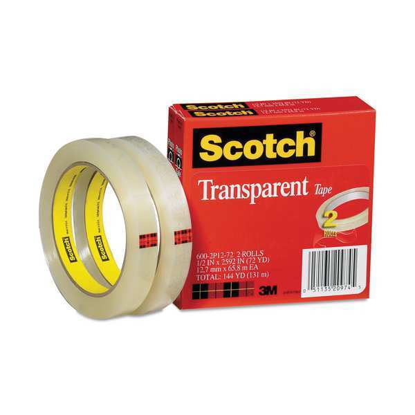 Transparent Tape, 1/2 x 2592 in., PK2