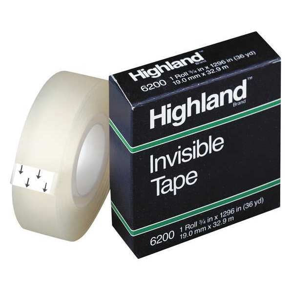 Invisible Tape, Mending, 0.75 in Wx36 yd L