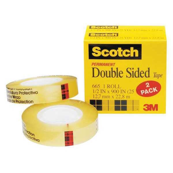 Double Sided Tape, 1/2x900 in., PK2