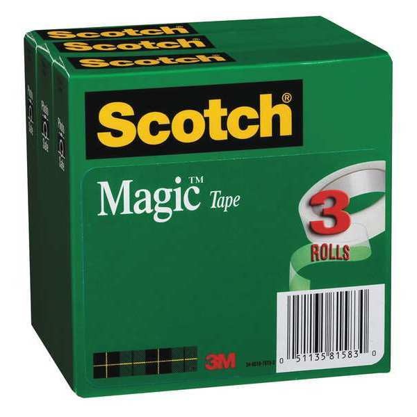 Magic Tape, 3/4x1000 in., Clear, PK3