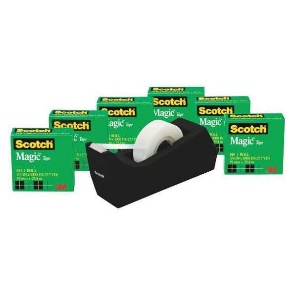 Magic Tape with Dispenser, 3/4x1000in, PK6