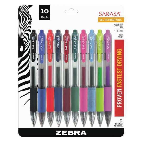 Sarasa Gel Pen, Assorted, Medium, PK10