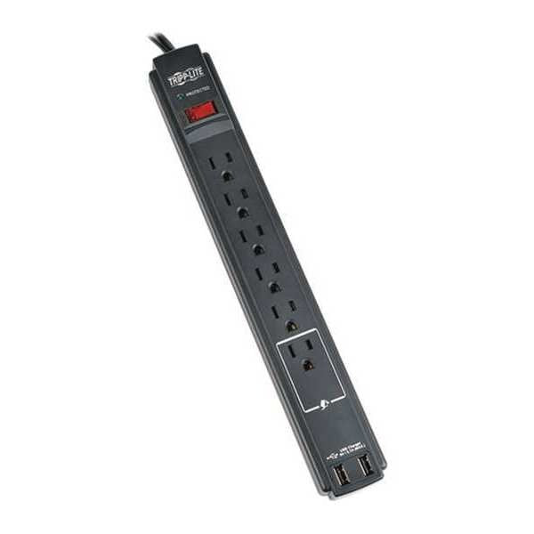 Surge, 6 Outlet, 6ft cord, 990J, 2xUSB, TAA