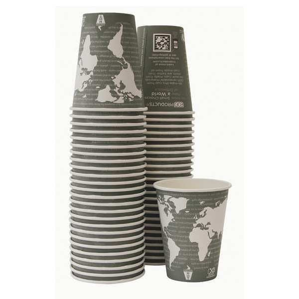 World Art pattern Cup 12 oz. Green, Paper, Pk50