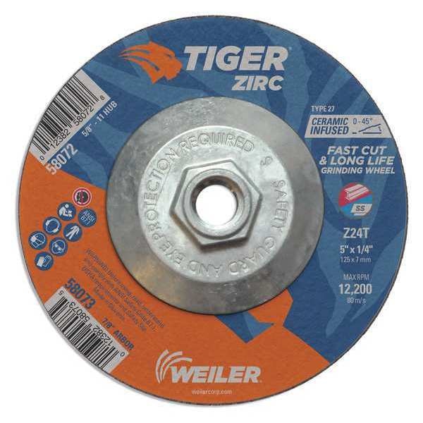 Grinding Wheel, Type 27, 0.25 in Thick, Zirconia Alumina