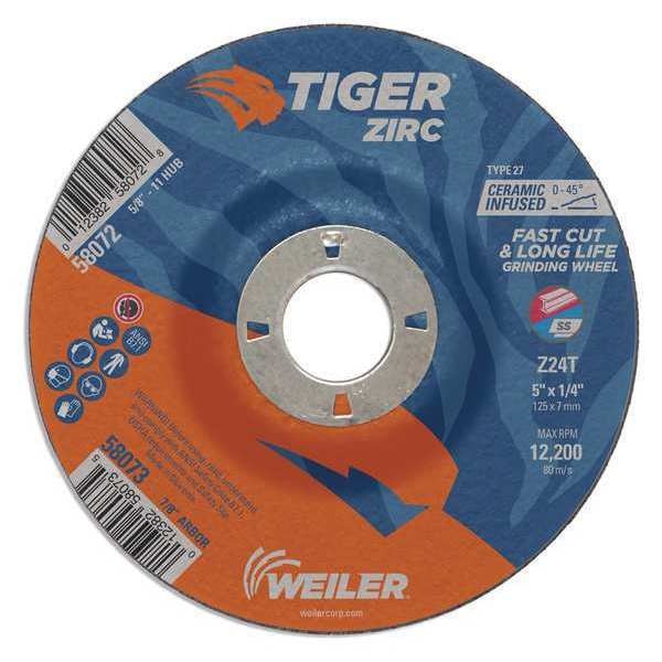 Grinding Wheel, Type 27, 0.25 in Thick, Zirconia Alumina