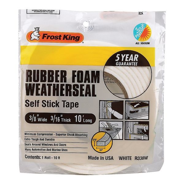 Sponge Rubber Foam Tape, 3/8In.x10 ft.
