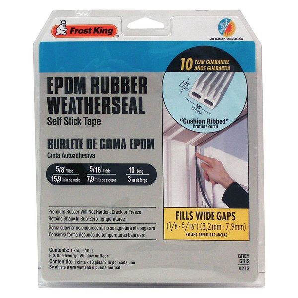 Weatherseal, 10 ft., Gray, EPDM