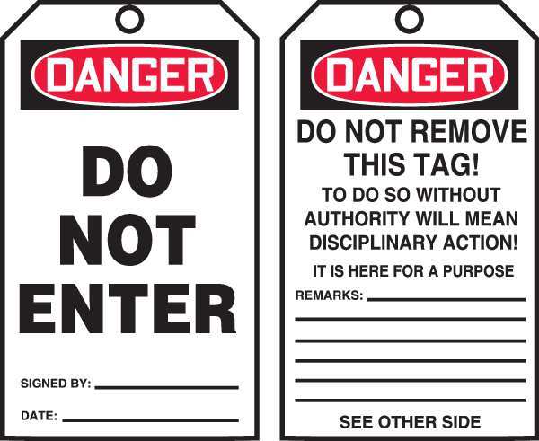 Danger Tag By The Roll, 6-1/4 x 3, PK250