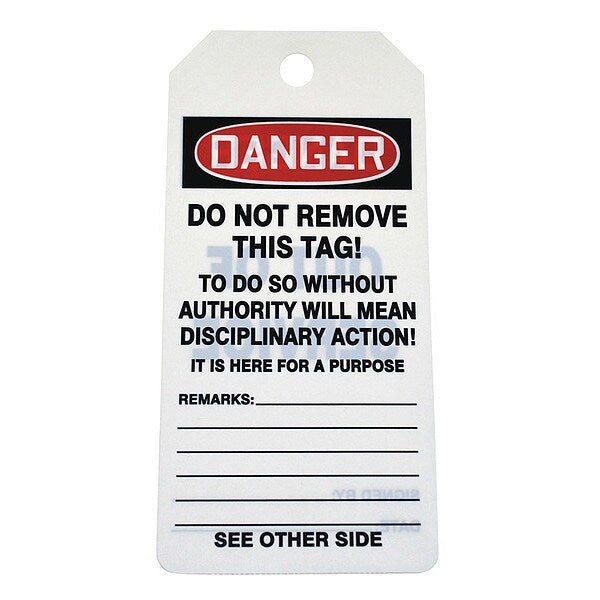 Danger Tag By The Roll, 6-1/4 x 3, PK100