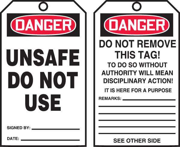 Danger Tag By The Roll, 6-1/4 x 3, PK100