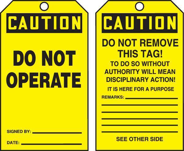 Caution Tag By The Roll, 6-1/4 x 3, PK100