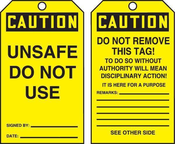 Caution Tag By The Roll, 6-1/4 x 3, PK100