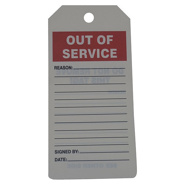 Out of Service Tag, Roll, 6-1/4 x 3, PK250