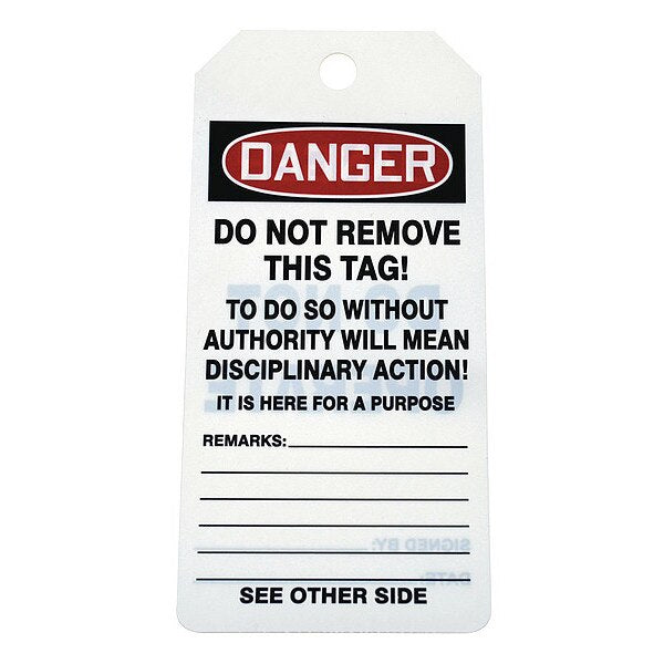 Danger Tag By The Roll, 6-1/4 x 3, PK100