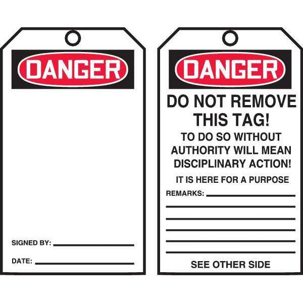 Danger Tag By The Roll, 6-1/4 x 3, PK100
