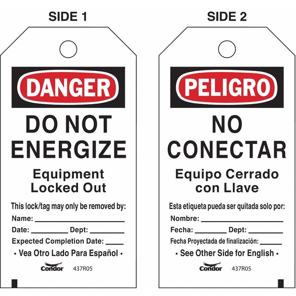 Lockout Tag, Rectangle, 5-3/4